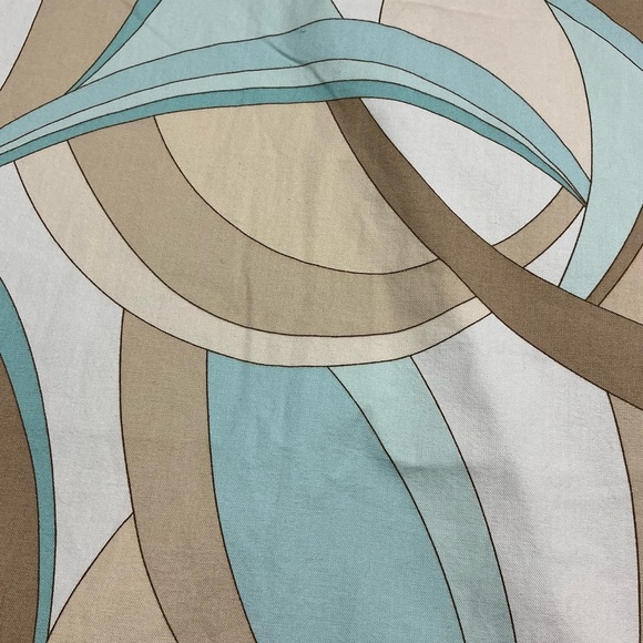 Vintage 70s/80s light aqua geometric lined curtain panels 45 x 81 set of two - Picture 3 of 8